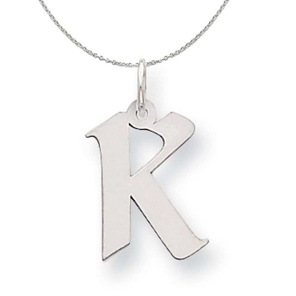 Silver Karlie Collection Block Initial Charm Letter K Necklace - 16 In